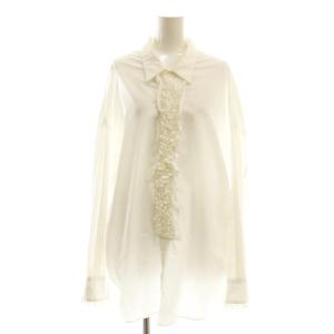 シャツ フリル スタンドカラー 長袖 XS 白 ホワイト /AT OS GY57