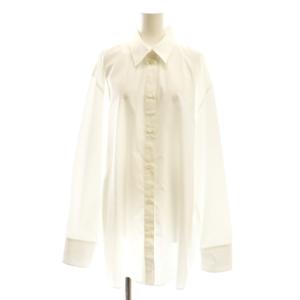 オーバーサイズシャツ バック刺繍 長袖 スタンドカラー 34 白 ホワイト /AT OS GY57