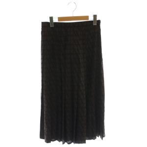 トワル イコノグラフ プリーツスカート シルク 38 ダークブラウン ブラック