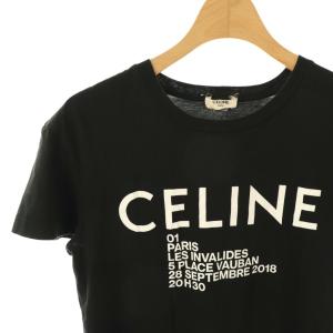CELINE Ｔシャツ カットソー 半袖 ロゴ プリント コットン S 黒 白 X237375E /NR GY57