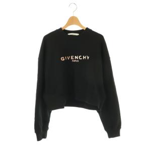 クロップド スウェット トレーナー 長袖 ロゴ コットン XS 黒 /NR GY57