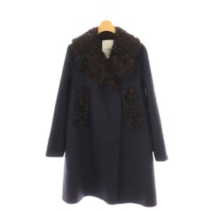 コート ファー 38 ネイビー ダークブラウン