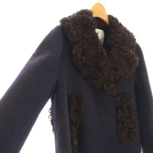 VALENTINO コート ファー 38 ネイビー ダークブラウン