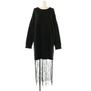 レースニットワンピース XS ブラック