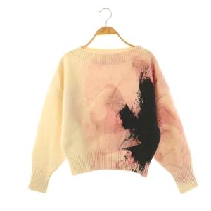 ニット プルオーバー カシミヤ S オフホワイト ピンク ブラック