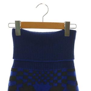 STELLA McCARTNEY ニットスカート フレアスカート ロング 総柄 36 ブルー ブラック /DF GY57