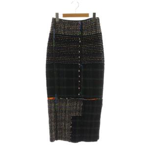 タイトスカート ロング 切替 00 ブラック マルチカラー /DF GY57