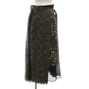 21AW Tweed Maxi Skirt ツイード スカート ラップスカート 0 黒 ブラック マルチカラー