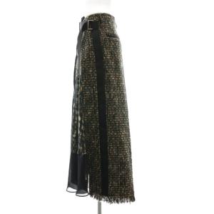 sacai 21AW Tweed Maxi Skirt ツイード スカート ラップスカート 0 黒 ブラック マルチカラー