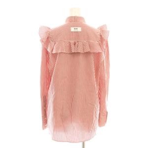 MSGM ブラウス シャツ フリル ストライプ 長袖 38 レッド ホワイト /DF GY57