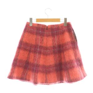 MSGM アルパカ混 台形スカート ミニスカート チェック 38 コーラルピンク /DF GY57