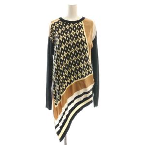 ニット シルク切替 プルオーバー S ブラック マルチカラー