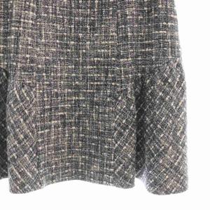 FOXEY NEW YORK ツイードワンピース ひざ丈 ノースリーブ 40 ネイビー ホワイト 35658 /DF GY57