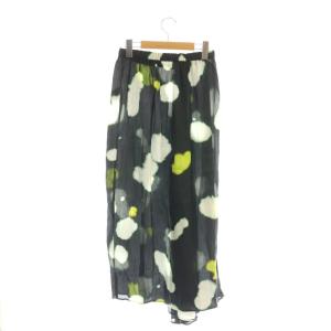 christian wijnants フレアスカート ロング 総柄 アシンメトリー 36 ブラック /DF GY57