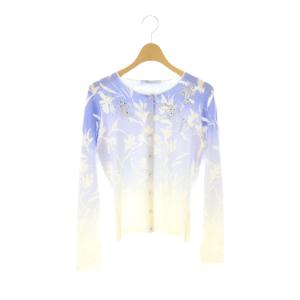 カーディガン ニット ビジュー ブルー ホワイト /HK GY57