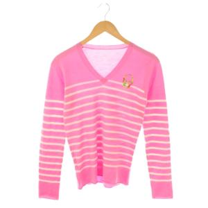 カシミヤニット せーター プルオーバー S ピンク ホワイト 白 ボーダー /CX GY57
