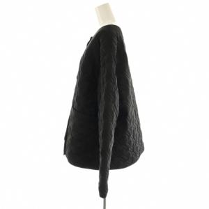 NINA RICCI キルティングジャケット ノーカラージャケット 36 ブラック /DF GY57