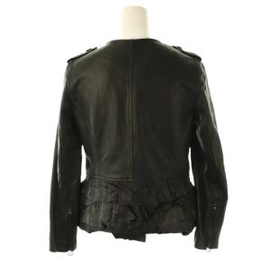 3.1 phillip lim ラムレザー フリル ライダース ジャケット 0 ブラック