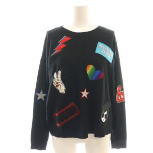 ニット ワッペン プルオーバー XS ブラック マルチカラー /DF GY57