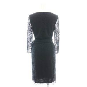 DIANE von FURSTENBERG DVF STUDIO レース ワンピース ラップワンピース ひざ丈 2 ダークネイビー /DF GY57