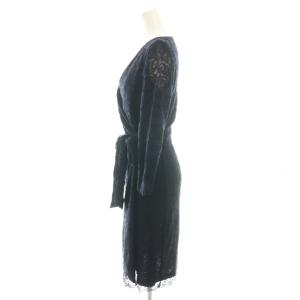 DIANE von FURSTENBERG DVF STUDIO レース ワンピース ラップワンピース ひざ丈 2 ダークネイビー /DF GY57