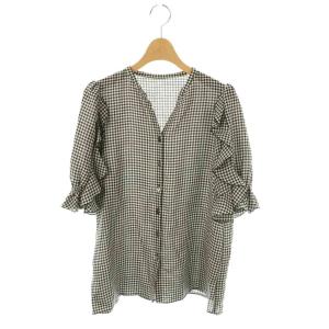 ブラウス シャツ 五分袖 38 ブラック ホワイト /ES GY57