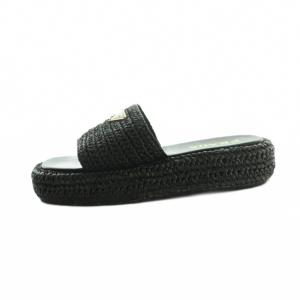 PRADA サンダル クロシェ ロゴ 25.0cm ブラック