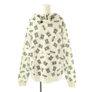 テディベア パーカー スウェット トレーナー 総柄 S ホワイト ブラック /ES GY20