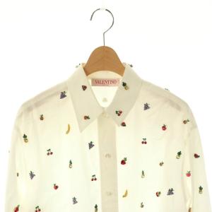VALENTINO フルーツ ビーズ ブラウス ビジュー 40 ホワイト マルチカラー