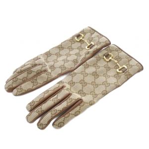 22AW 603635 3SAAH 金ビット GG柄 レザー×キャンバス グローブ 7.5M