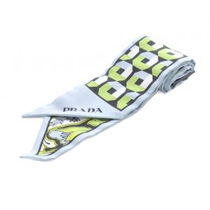 プリント スカーフ 総柄 絹 シルク 水色 ライトブルー /SR GY20 OH