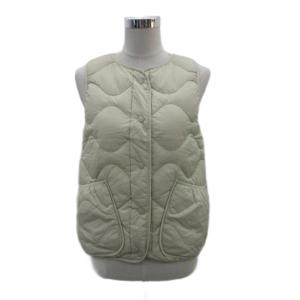 ダウンベスト ジレ ショート丈 M オフホワイト キルティング ノーカラー /MA7 GY58