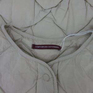 COMPTOIR DES COTONNIERS ダウンベスト ジレ ショート丈 M オフホワイト キルティング ノーカラー /MA7 GY58