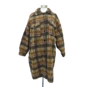 ステンカラーコート ロング丈 ボア F マルチカラー チェック柄 /HO16 GY58