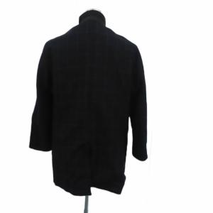 CROCODILE スタンドカラーコート ミドル丈 L ネイビー 紺 チェック柄 /HO22 GY58