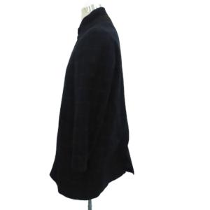 CROCODILE スタンドカラーコート ミドル丈 L ネイビー 紺 チェック柄 /HO22 GY58