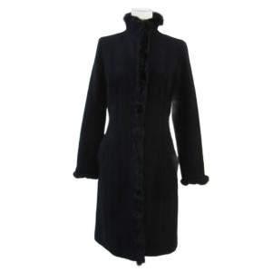 スタンドカラーコート 36 S ブラック 黒 ラビットファー ロング丈 /YS8 GY58