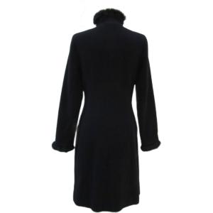 COUP DE CHANCE スタンドカラーコート 36 S ブラック 黒 ラビットファー ロング丈 /YS8 GY58