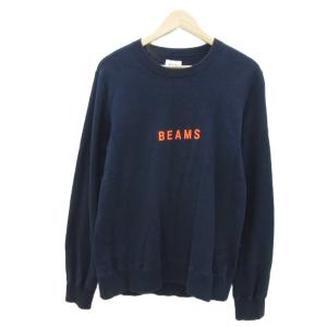 スウェット トレーナー ミドル丈 ラウンドネック L ネイビー 紺 BEAMSロゴ /YS26 GY58