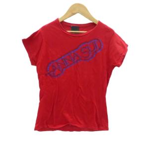 Tシャツ カットソー 半袖 S レッド 赤 ロゴプリント /HO19 GY58