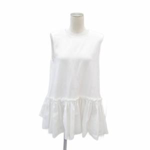 チュニック ノースリーブ 38 M 白 ホワイト 切替 フリル /SY29 GY58