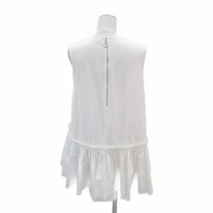 M-Premier BLACK チュニック ノースリーブ 38 M 白 ホワイト 切替 フリル /SY29 GY58