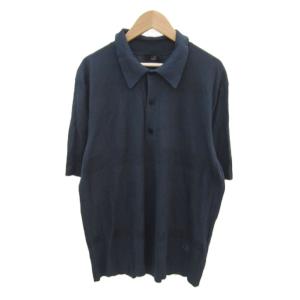ポロシャツ 半袖 シルク L ネイビー 紺 /SY37 GY58