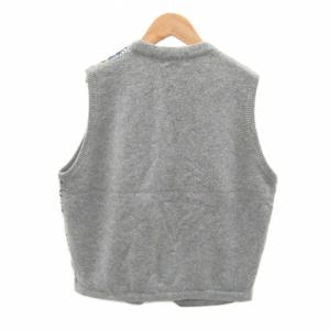 CROCODILE ニットベスト ミドル丈 LL グレー アーガイル柄 ノルディック柄 切り替え /SY25 GY58