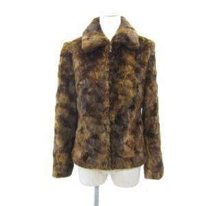 フェイクファージャケット ミドル丈 38 M ブラウン ジップアップ /SY49 GY61