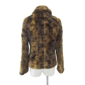 MK MICHEL KLEIN フェイクファージャケット ミドル丈 38 M ブラウン ジップアップ /SY49 GY61