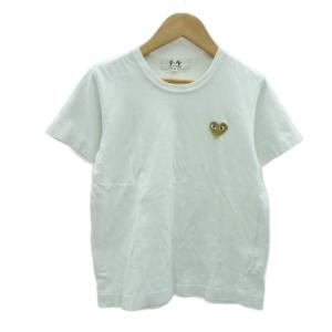ゴールドハート Tシャツ カットソー クルーネック 半袖 M オフホワイト 白 ワンポイント /HO30