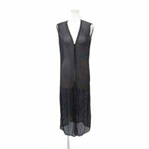 マックスマーラ Max Mara メッシュベスト カーディガン ロング丈 40 L 黒 ブラック /SY32