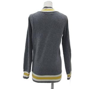 BURBERRY BLUE LABEL ニット セーター Vネック 38 M グレー ラインデザイン ワッペン /YS9 GY61