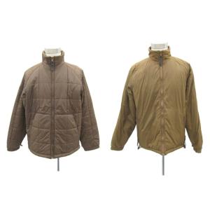 中綿ジャケット ブルゾンジャケット リバーシブル ミドル丈 スタンドカラー ジップアップ L 茶 ブラウン